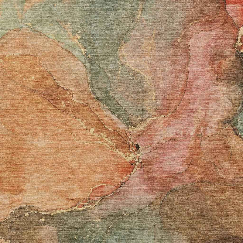 8' X 10' Coral Brown And Mint Green Abstract Washable Indoor Outdoor Area Rug