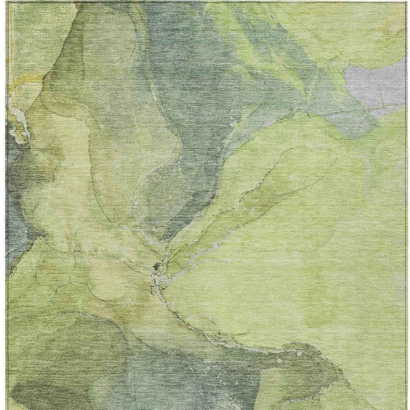 8' X 10' Green And Gray Abstract Washable Indoor Outdoor Area Rug