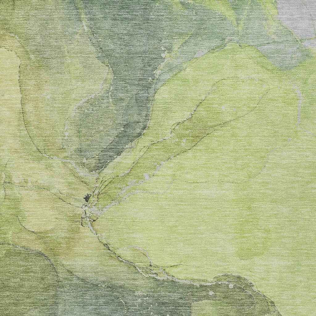 8' X 10' Green And Gray Abstract Washable Indoor Outdoor Area Rug