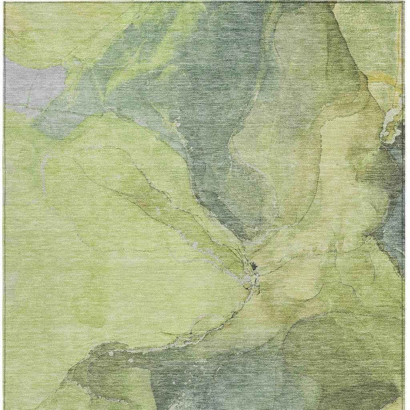 9' X 12' Green And Gray Abstract Washable Indoor Outdoor Area Rug