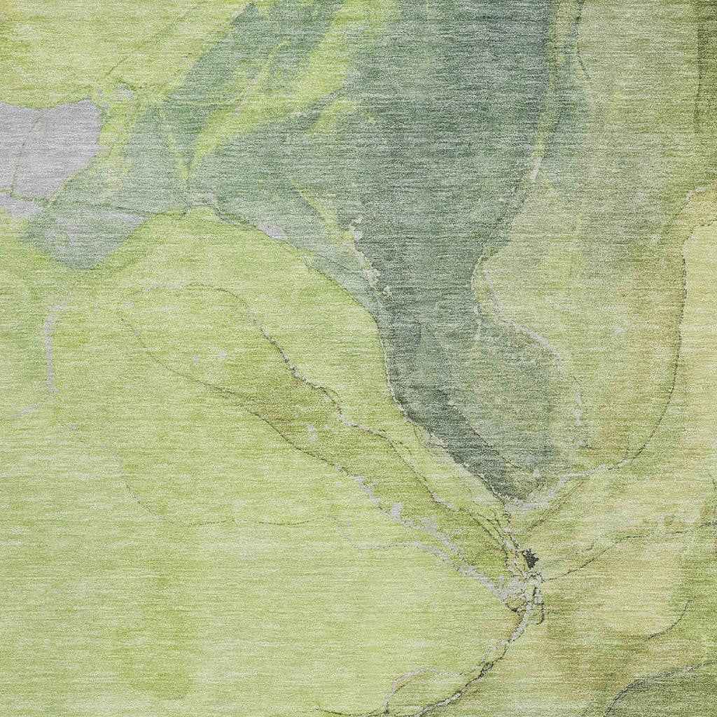 3' X 5' Green And Gray Abstract Washable Indoor Outdoor Area Rug