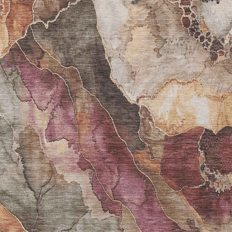 5' X 8' Khaki And Blush Floral Washable Indoor Outdoor Area Rug