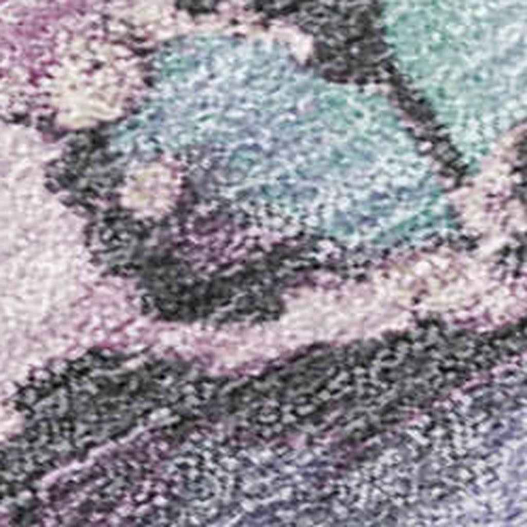 9' X 12' Pale Aqua And Lavender Abstract Washable Indoor Outdoor Area Rug