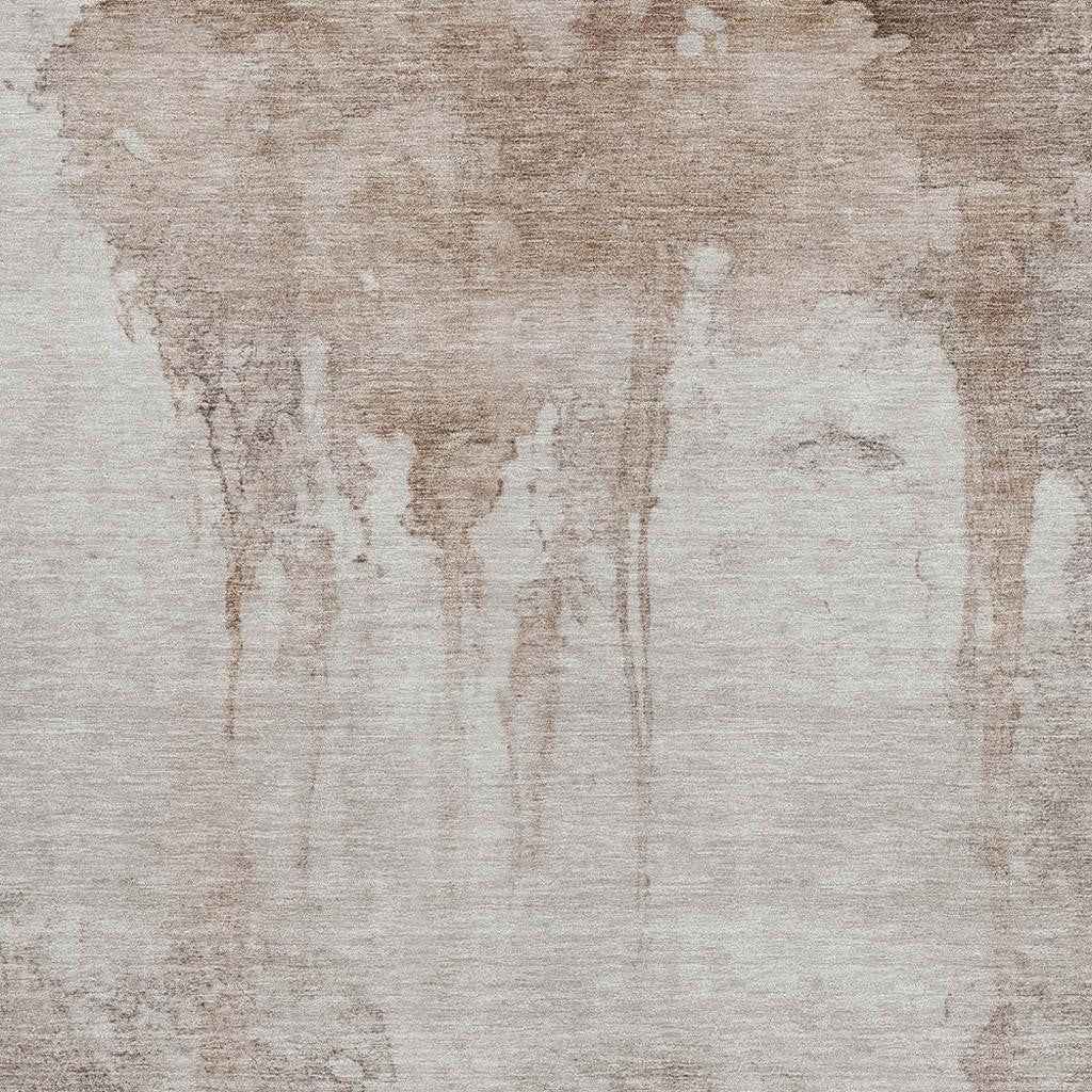 8' X 10' Taupe And Ivory Abstract Washable Indoor Outdoor Area Rug