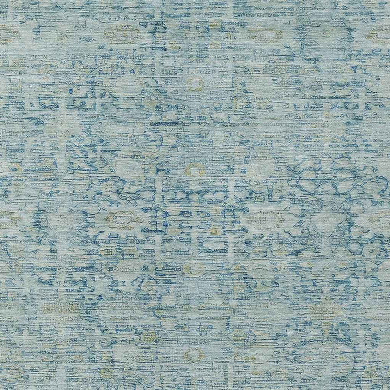 9' X 12' Blue And Ivory Oriental Washable Indoor Outdoor Area Rug