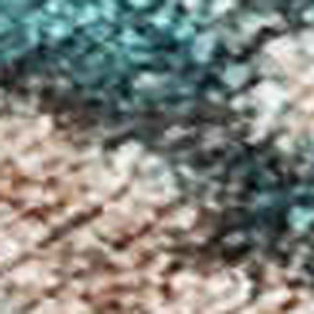 10' X 14' Teal Blue And Beige Abstract Washable Indoor Outdoor Area Rug