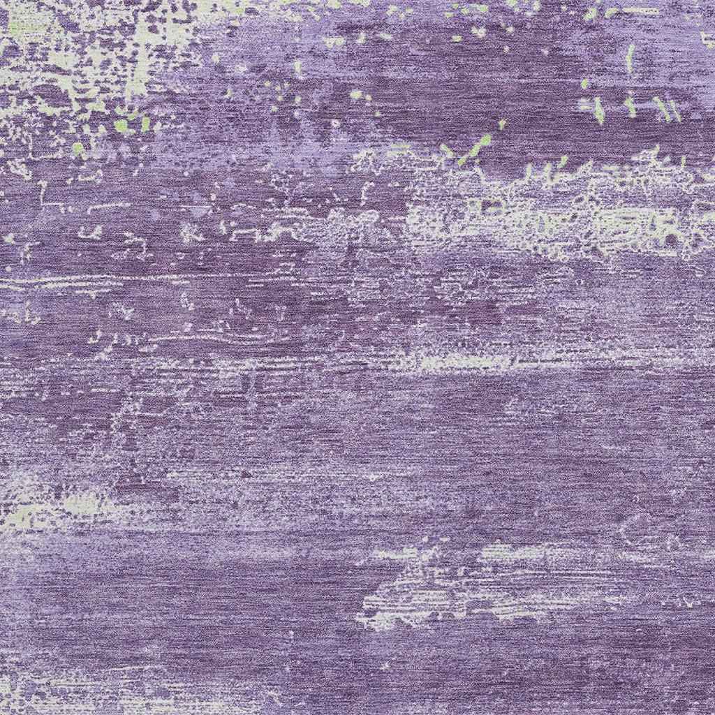 5' X 8' Purple And Ivory Abstract Washable Indoor Outdoor Area Rug
