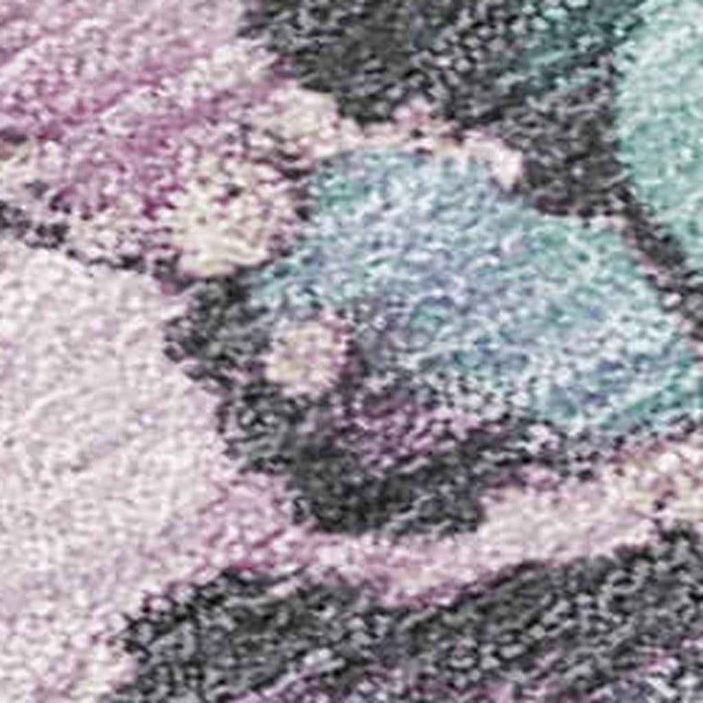 10' X 14' Pale Aqua And Lavender Abstract Washable Indoor Outdoor Area Rug