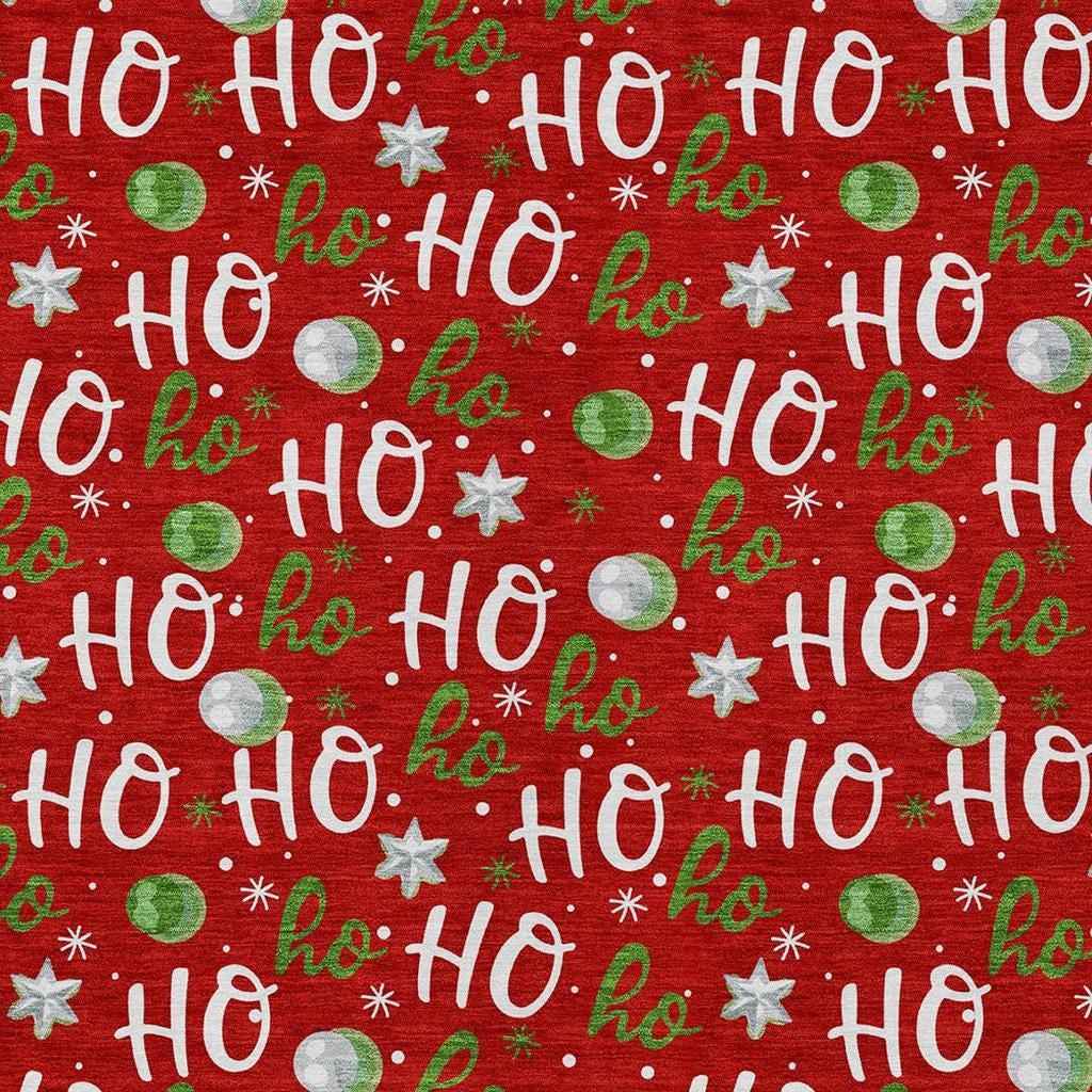 9' X 12' Red White And Green Polka Dot Washable Indoor Outdoor Area Rug