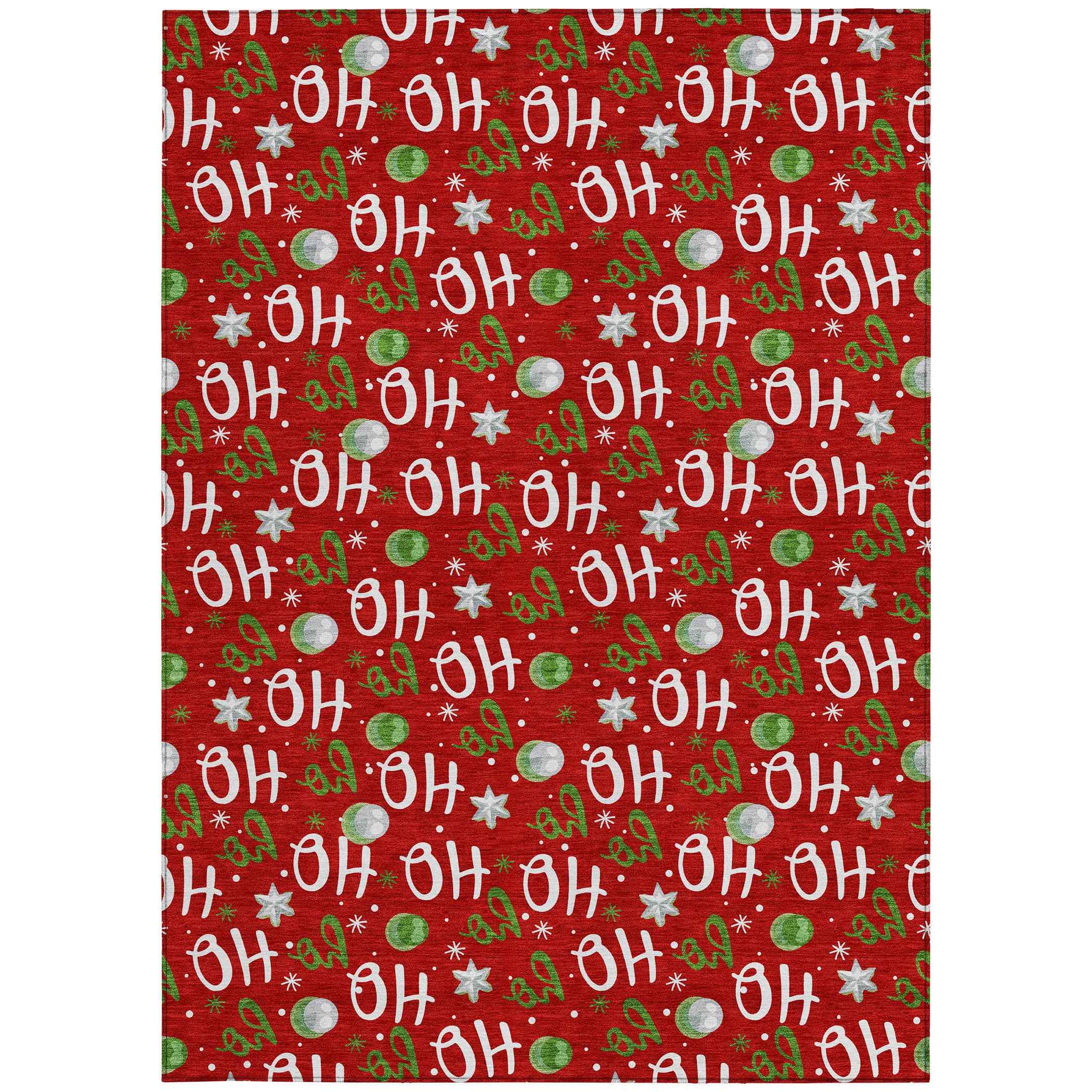 3' X 5' Red White And Green Polka Dot Washable Indoor Outdoor Area Rug