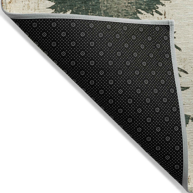 8' Ivory Gold And Burgundy Round Botanical Leaves Washable Indoor Outdoor Area Rug