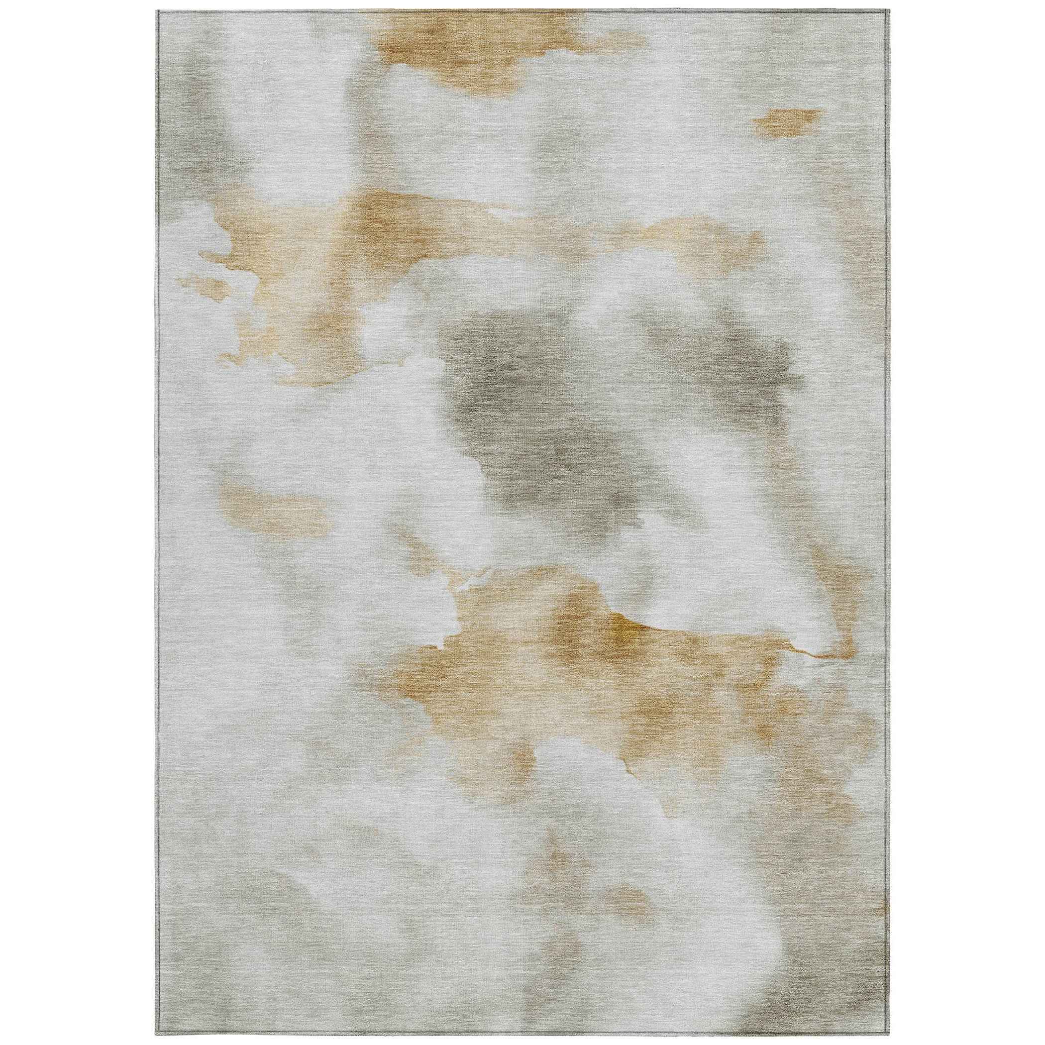 3' X 5' Beige Copper And Gray Abstract Washable Indoor Outdoor Area Rug
