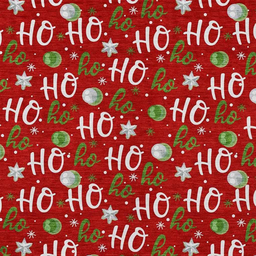 8' X 10' Red White And Green Polka Dot Washable Indoor Outdoor Area Rug