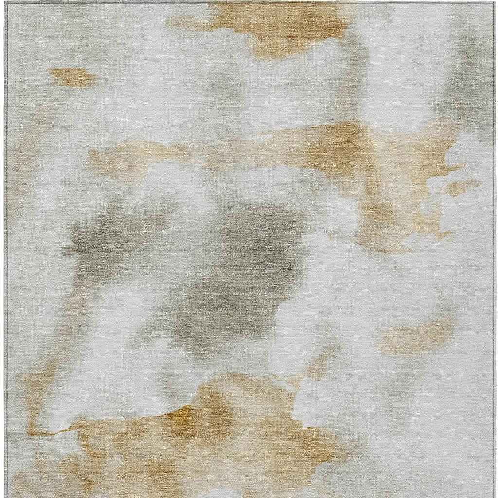 9' X 12' Beige Copper And Gray Abstract Washable Indoor Outdoor Area Rug