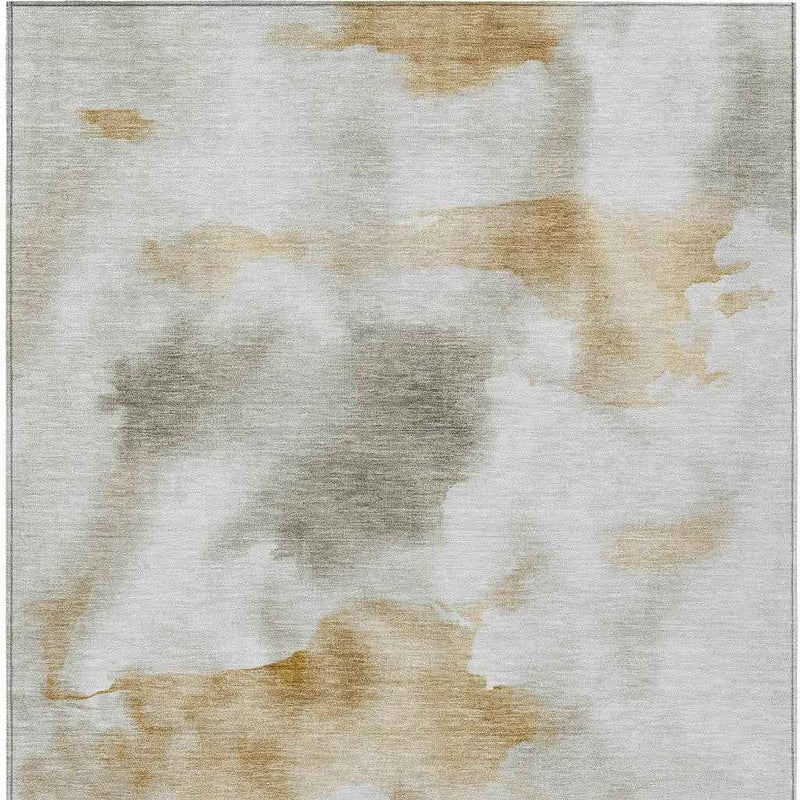 9' X 12' Beige Copper And Gray Abstract Washable Indoor Outdoor Area Rug