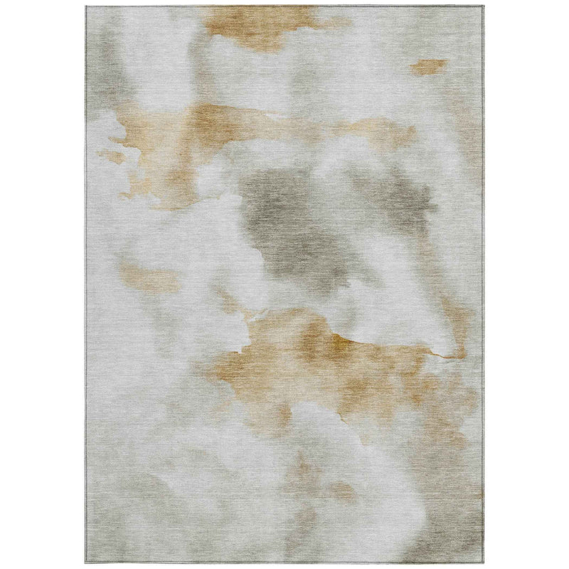 9' X 12' Beige Copper And Gray Abstract Washable Indoor Outdoor Area Rug