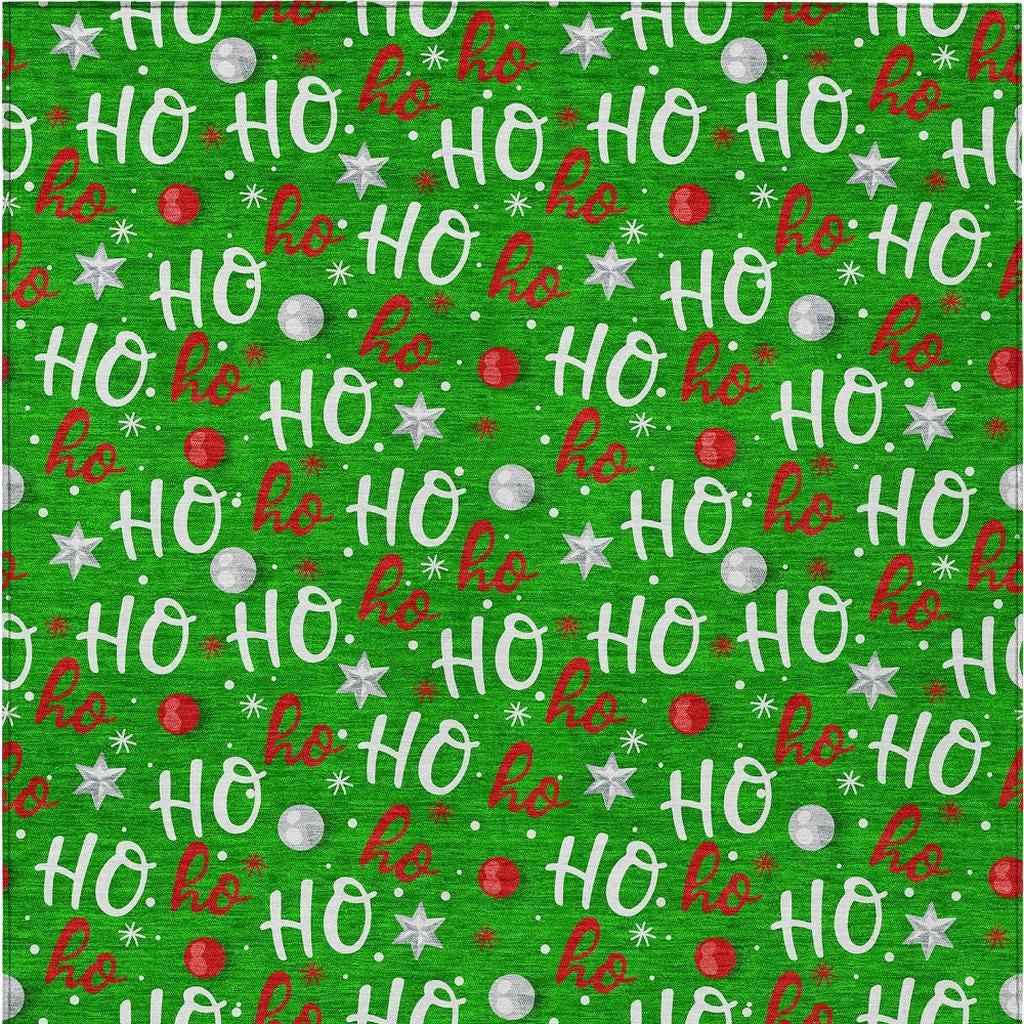 5' X 8' Green White And Red Polka Dot Washable Indoor Outdoor Area Rug