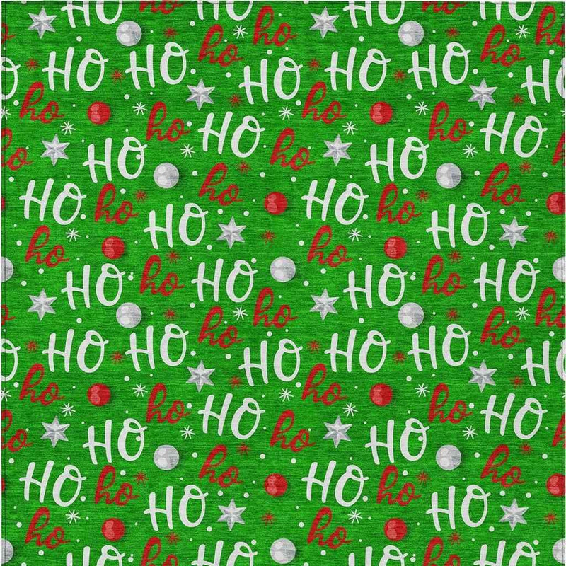 5' X 8' Green White And Red Polka Dot Washable Indoor Outdoor Area Rug