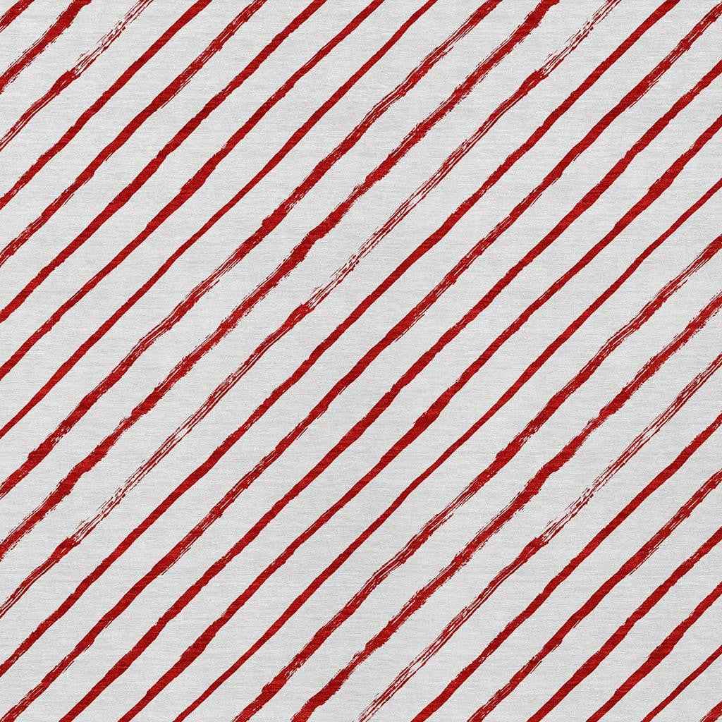 5' X 8' Red And White Striped Washable Indoor Outdoor Area Rug