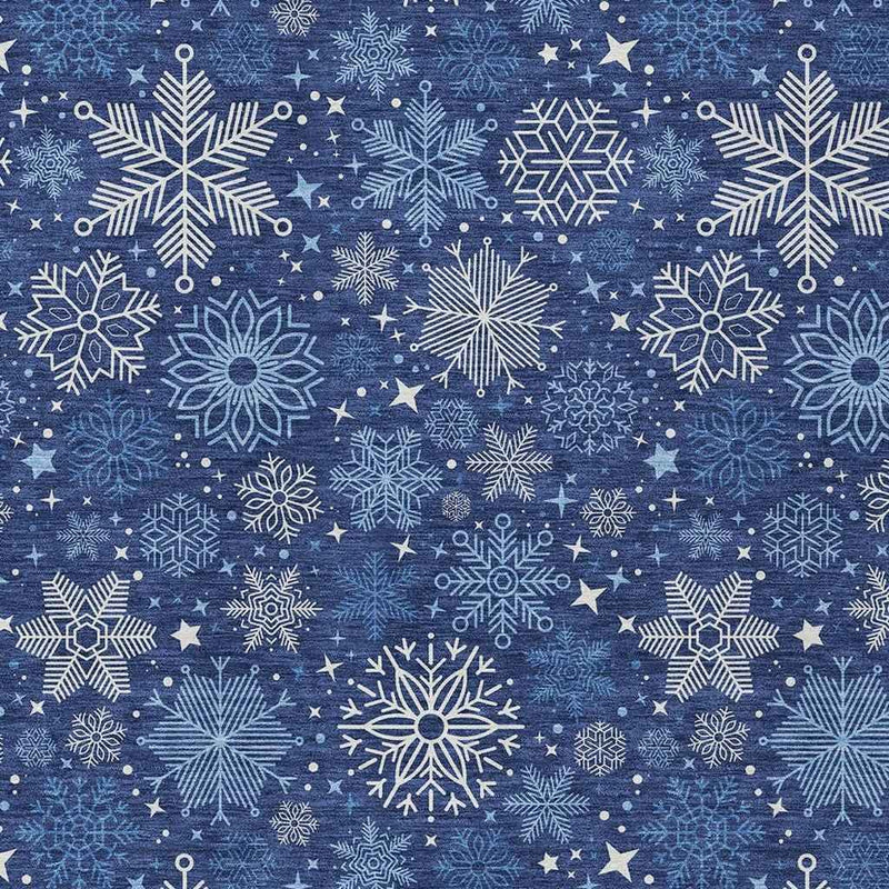 9' X 12' Navy Blue Ivory And Sky Blue Medallion Washable Indoor Outdoor Area Rug