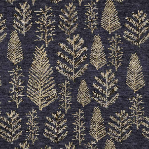 10' X 14' Black And Gold Botanical Leaves Washable Indoor Outdoor Area Rug