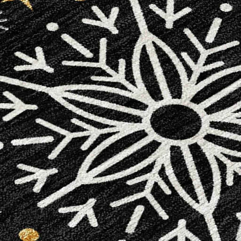 5' X 8' Black Gold And Gray Medallion Washable Indoor Outdoor Area Rug