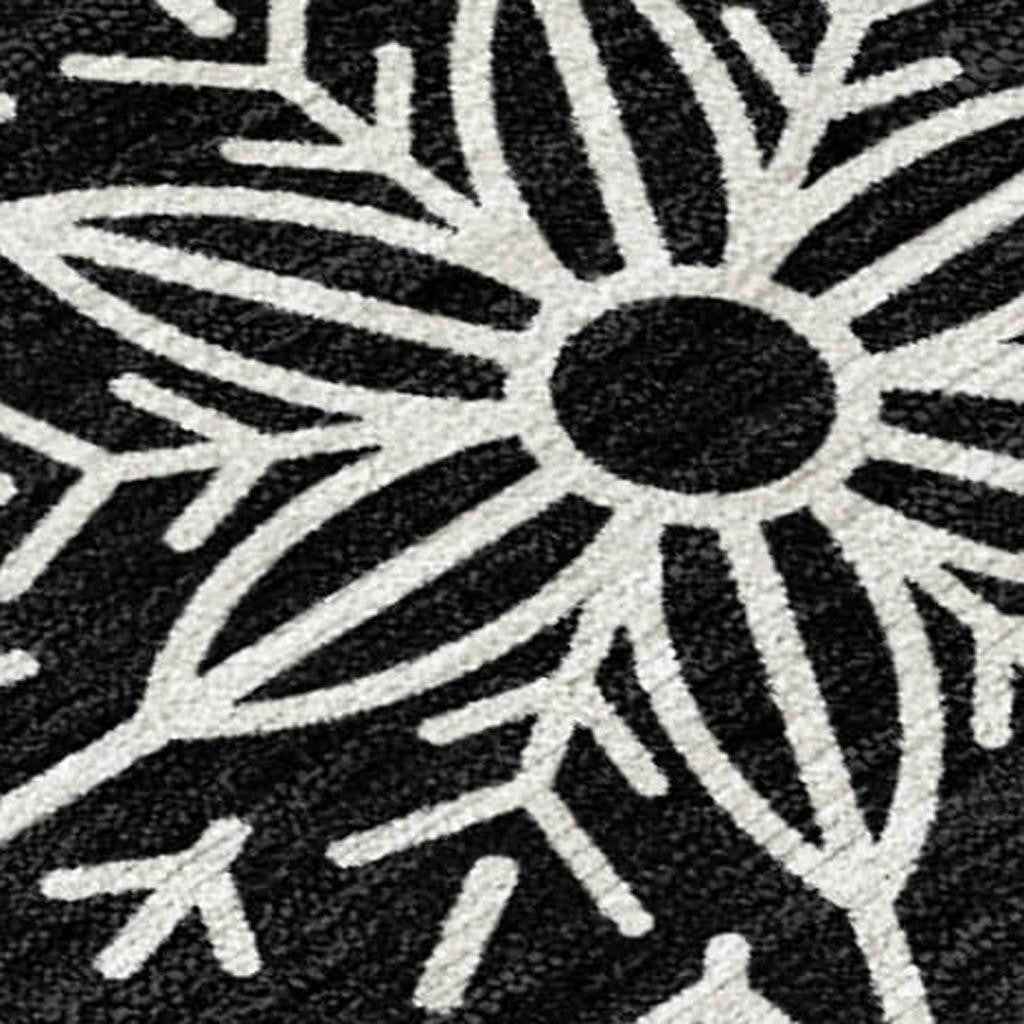 5' X 8' Black Gold And Gray Medallion Washable Indoor Outdoor Area Rug
