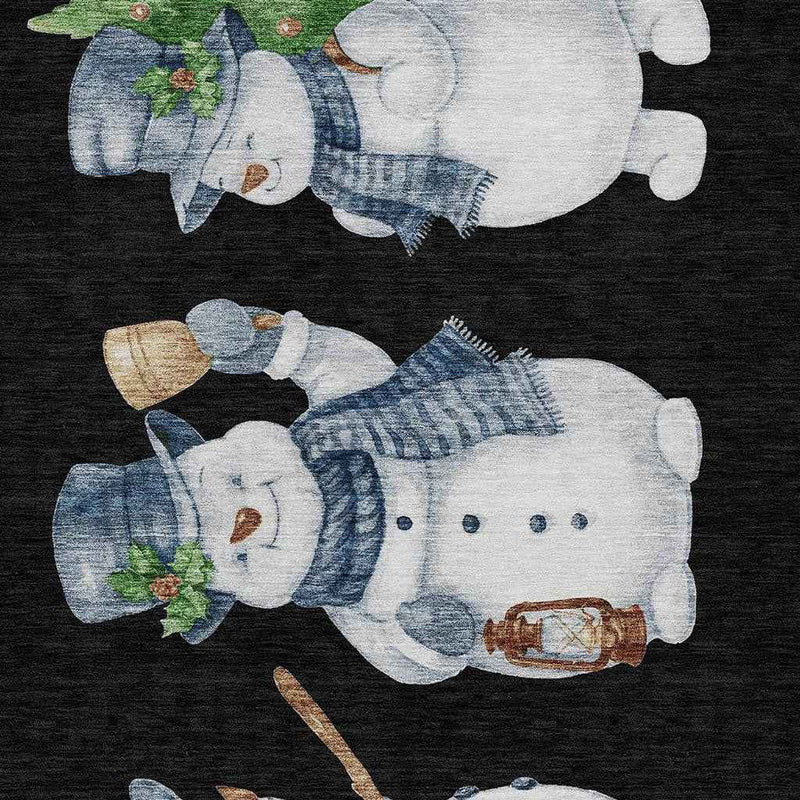 8' X 10' Black Denim Blue And Ivory Botanical Leaves Washable Indoor Outdoor Area Rug