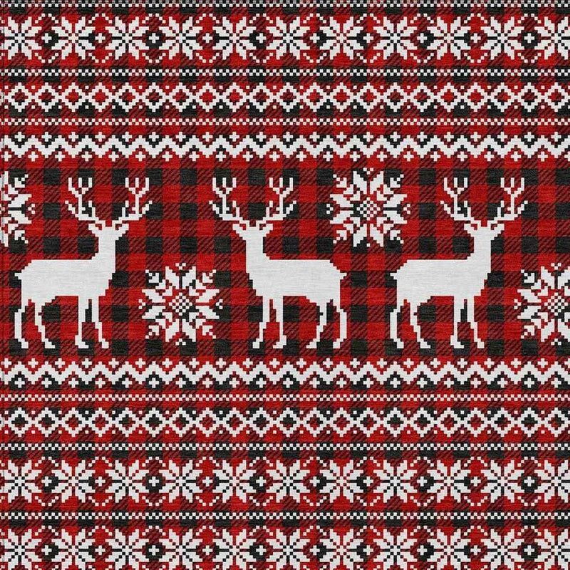 3' X 5' Red Black And Ivory Animal Print Washable Indoor Outdoor Area Rug