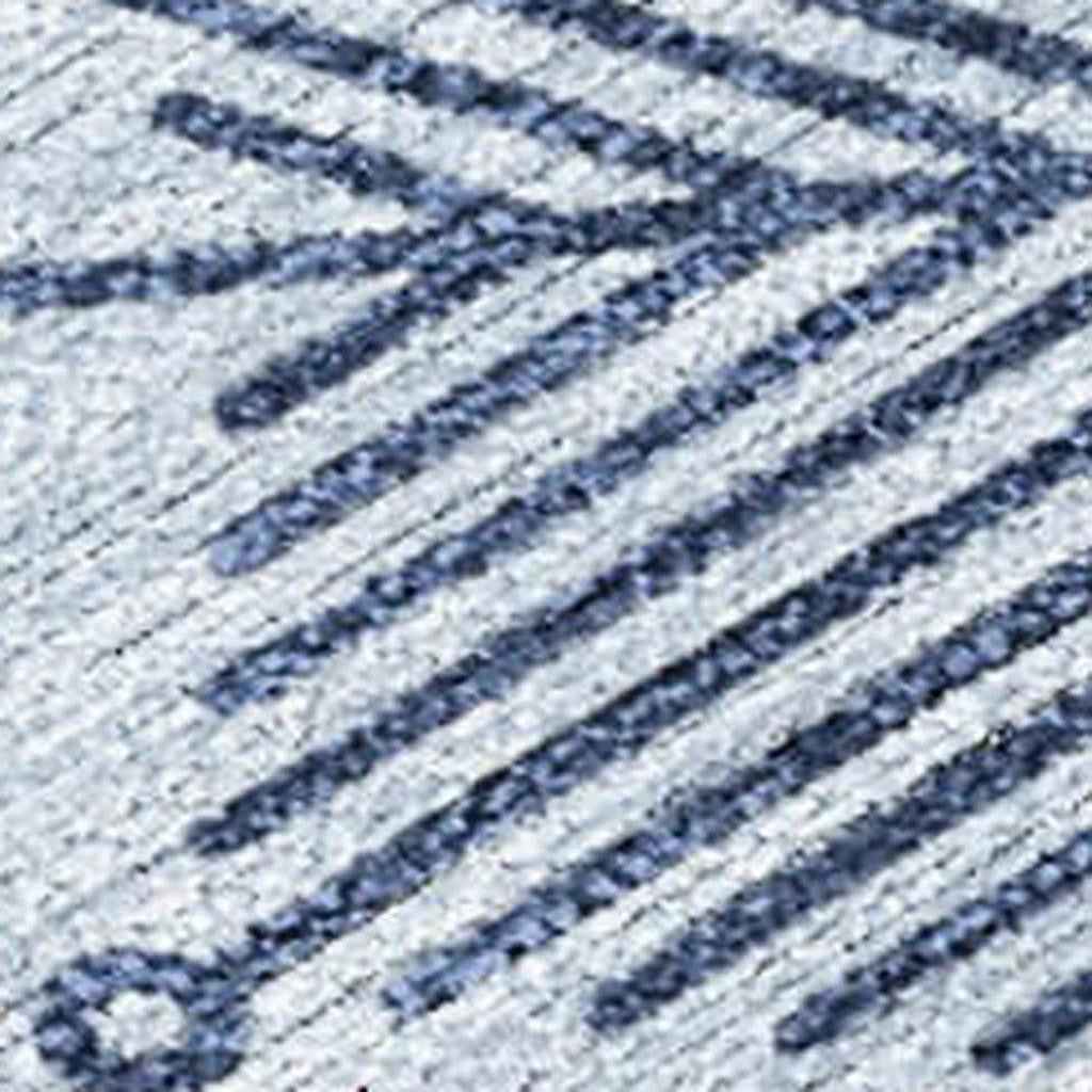 3' X 5' Sky Blue Navy Blue And Ivory Medallion Washable Indoor Outdoor Area Rug