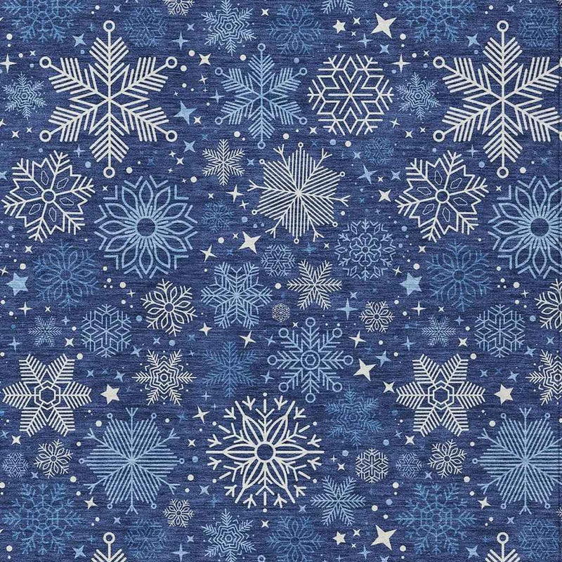 8' X 10' Navy Blue Ivory And Sky Blue Medallion Washable Indoor Outdoor Area Rug