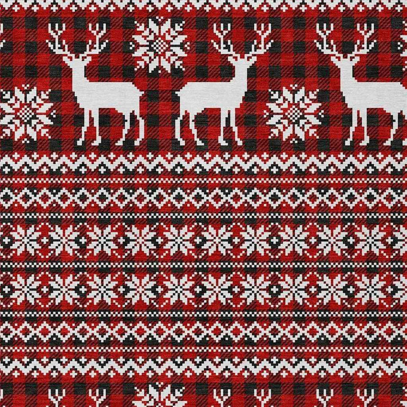 8' X 10' Red Black And Ivory Animal Print Washable Indoor Outdoor Area Rug