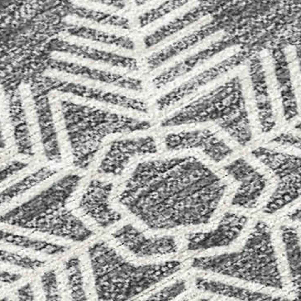 8' X 10' Gray Blue And Ivory Medallion Washable Indoor Outdoor Area Rug