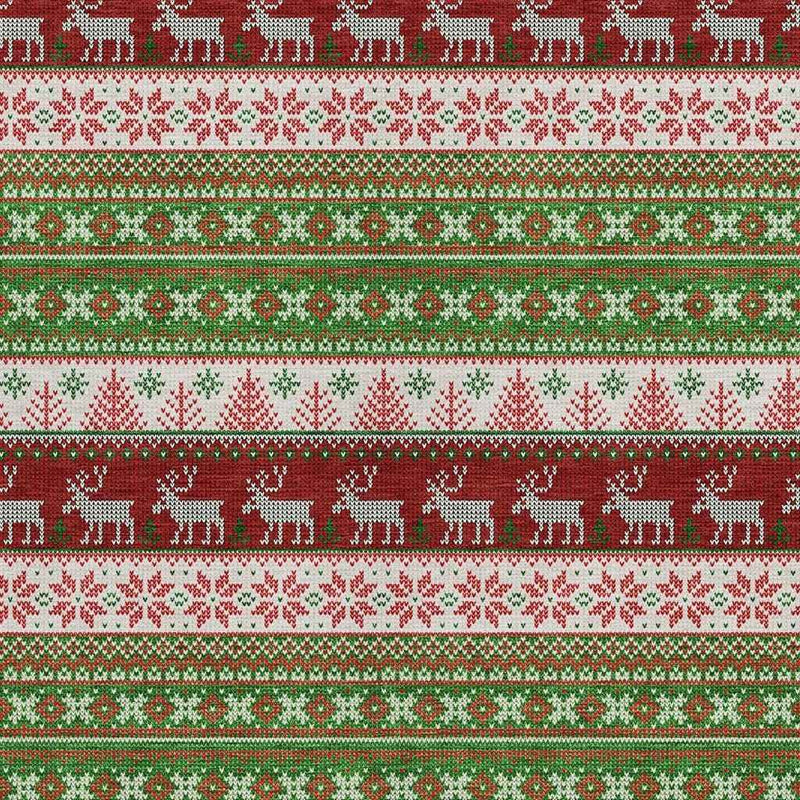 9' X 12' Green Ivory And Red Animal Print Washable Indoor Outdoor Area Rug