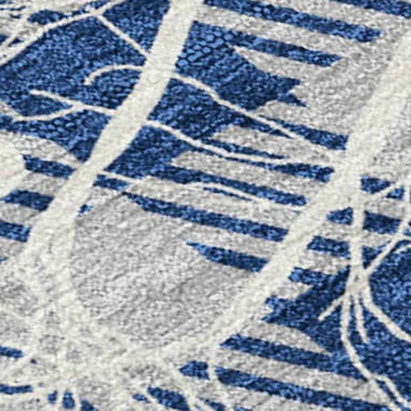 8' X 10' Blue Ivory And Gray Plaid Washable Indoor Outdoor Area Rug