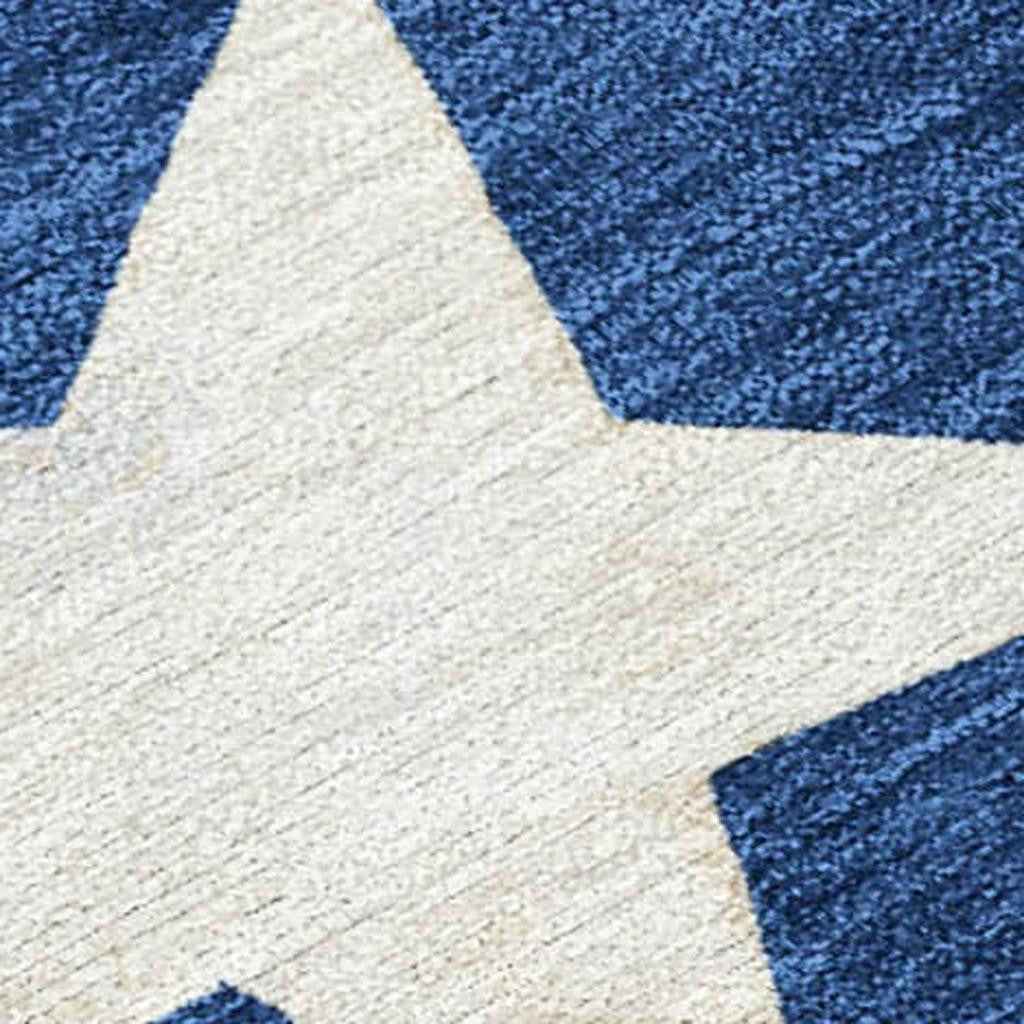 9' X 12' Navy Blue Beige Ivory And Taupe Geometric Washable Indoor Outdoor Area Rug