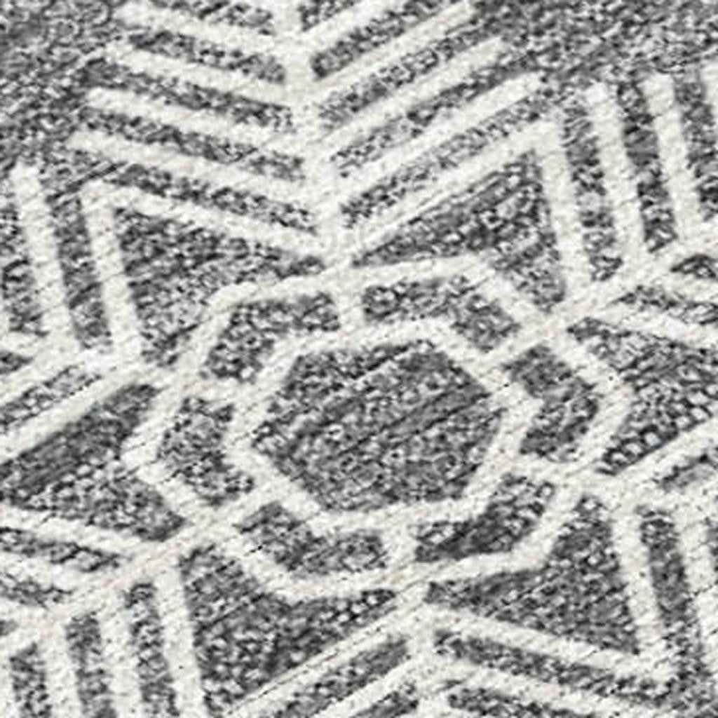 3' X 5' Gray Blue And Ivory Medallion Washable Indoor Outdoor Area Rug