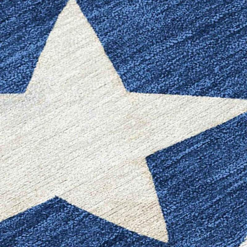 8' X 10' Navy Blue Beige Ivory And Taupe Geometric Washable Indoor Outdoor Area Rug