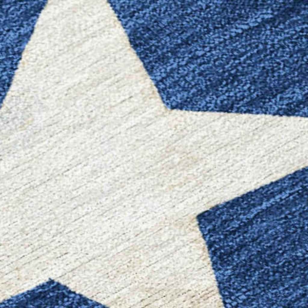 8' X 10' Navy Blue Beige Ivory And Taupe Geometric Washable Indoor Outdoor Area Rug