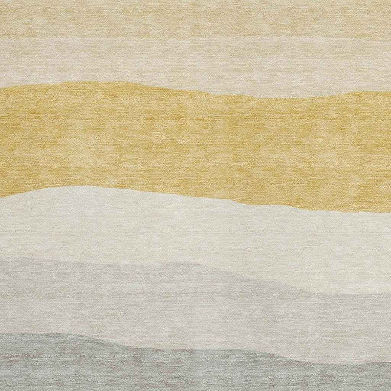8' X 10' Pewter Gold And Ivory Striped Washable Indoor Outdoor Area Rug