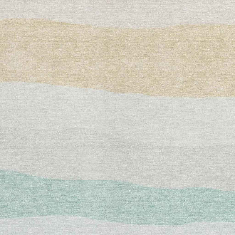 10' X 14' Teal Blue Green And Ivory Striped Washable Indoor Outdoor Area Rug