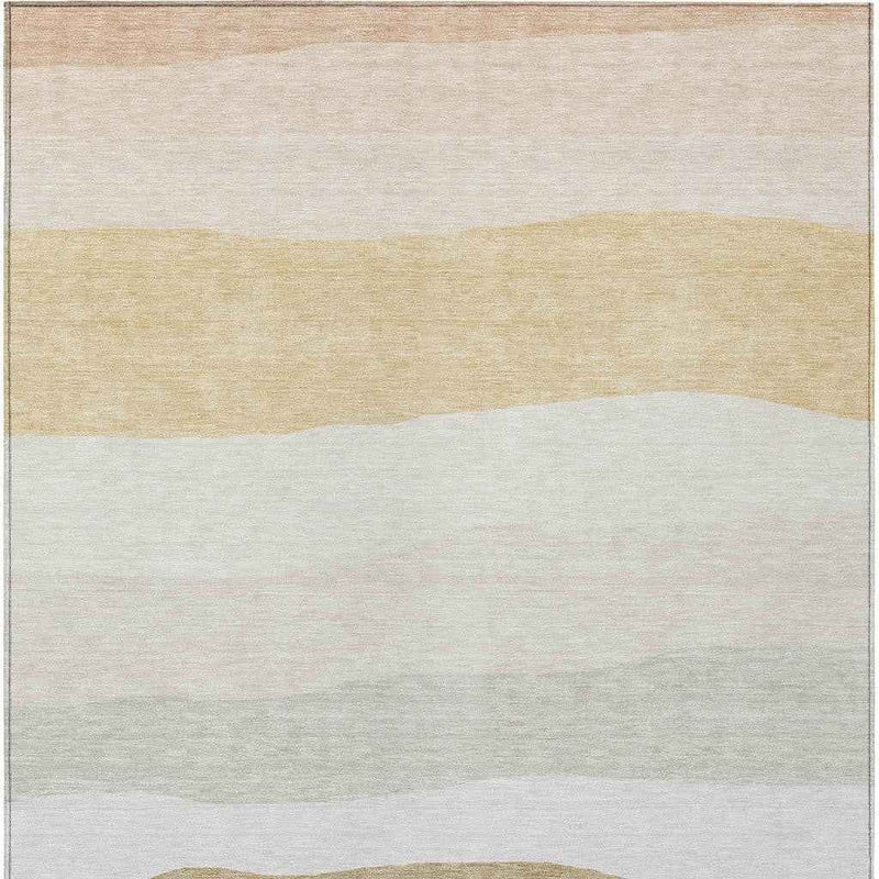 3' X 5' Wheat Gold And Beige Striped Washable Indoor Outdoor Area Rug