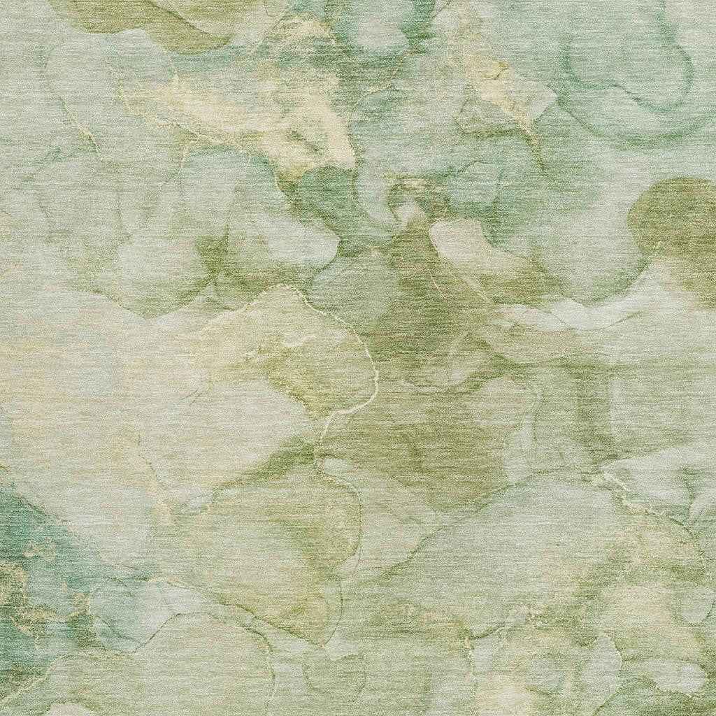 5' X 8' Artichoke Green And Beige Abstract Washable Indoor Outdoor Area Rug