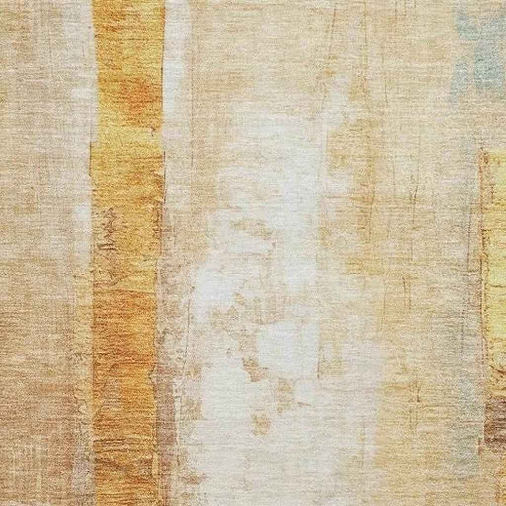 10' X 14' Copper And Ivory Abstract Washable Indoor Outdoor Area Rug