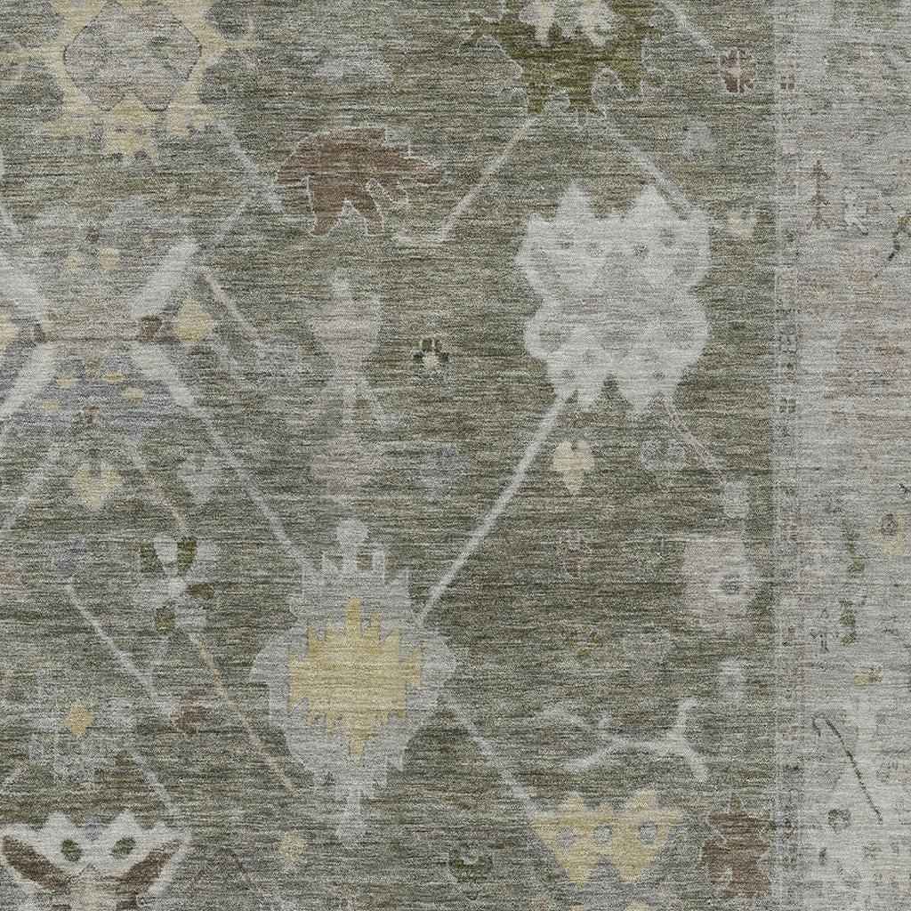 10' X 14' Pewter And Gold Tribal Washable Indoor Outdoor Area Rug