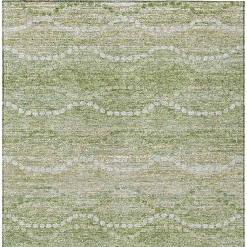 3' X 5' Sage And Ivory Ogee Washable Indoor Outdoor Area Rug