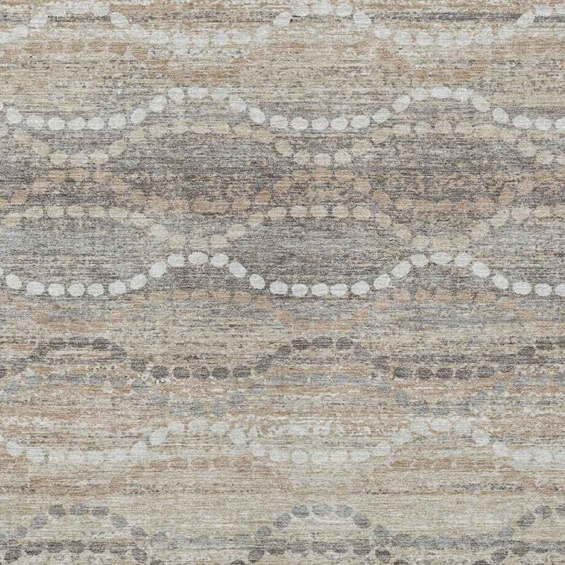 10' X 14' Beige And Gray Ogee Washable Indoor Outdoor Area Rug