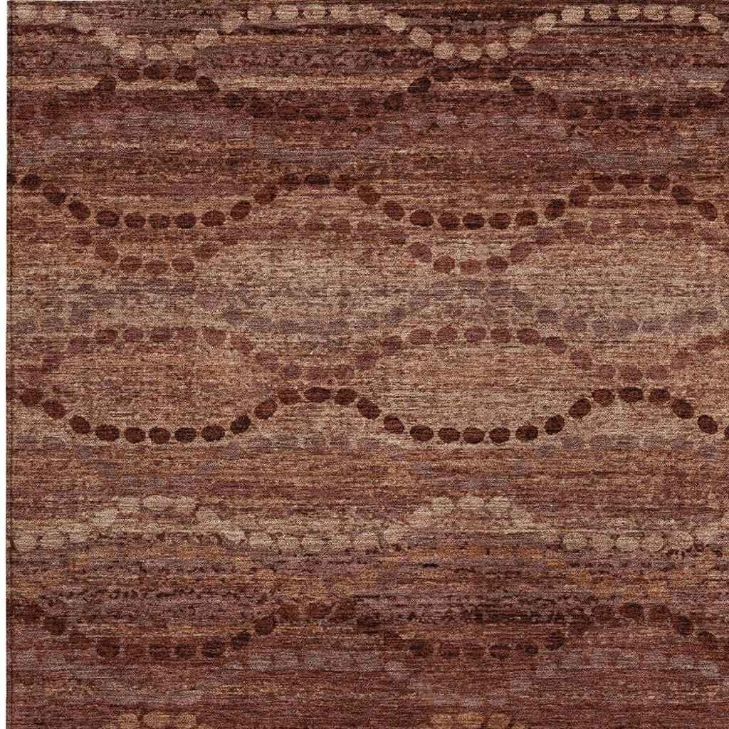5' X 8' Rust And Copper Ogee Washable Indoor Outdoor Area Rug