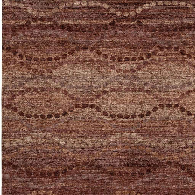 5' X 8' Rust And Copper Ogee Washable Indoor Outdoor Area Rug