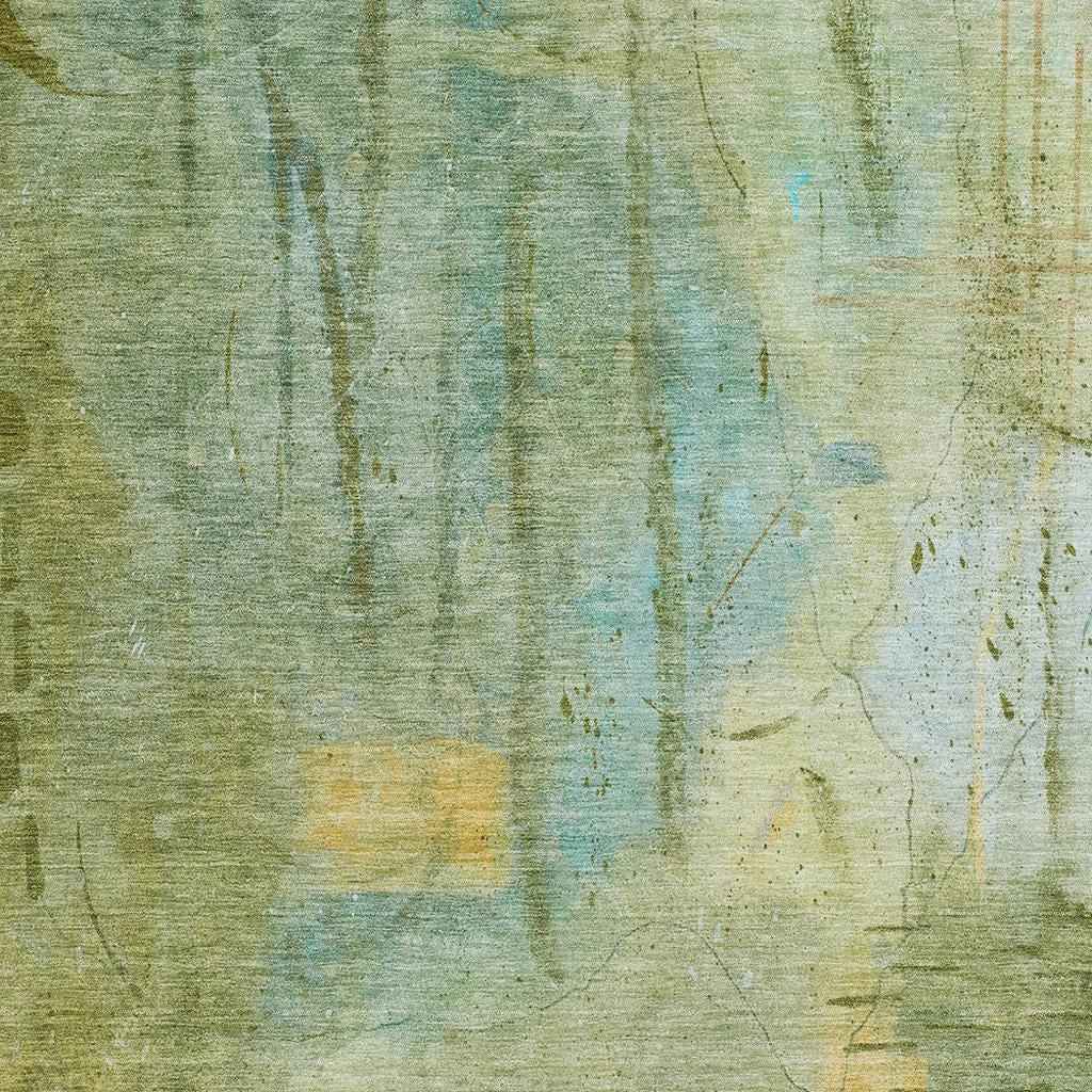 5' X 8' Sage And Gold Abstract Washable Indoor Outdoor Area Rug